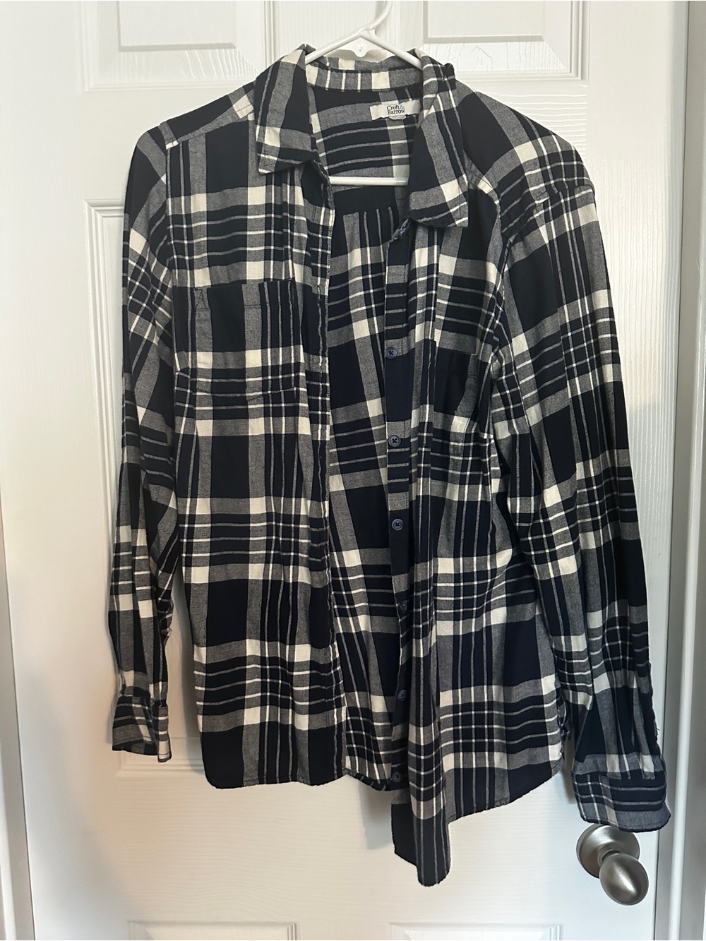 croft & barrow Navy blue and White Plaid Button-Down Shirt